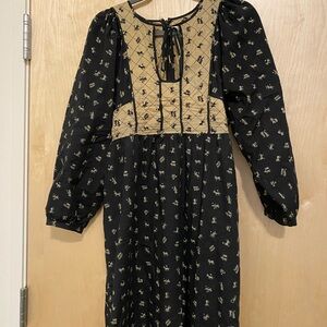 Christy Dawn Jenna dress night zodiac Black and Tan Long Sleeve Dress